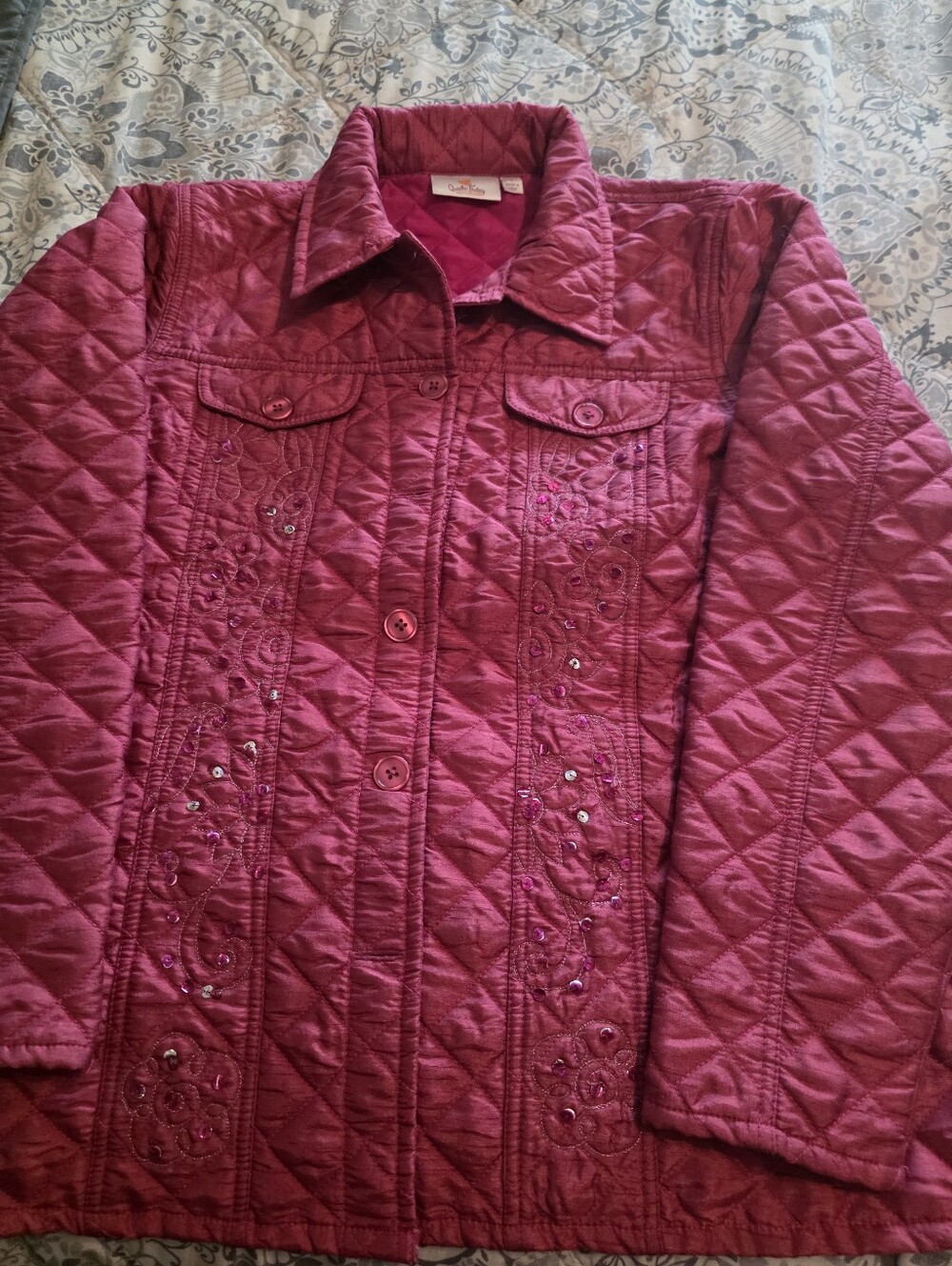 Quacker Factory Quilted Embroidered Women's Jacket - Pink
